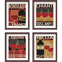Framed 'Wine Selection 4 Piece Framed Art Print Set' border=