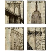 Framed Vintage NY 4 Piece Canvas Print Set