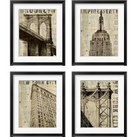 Framed 'Vintage NY 4 Piece Framed Art Print Set' border=