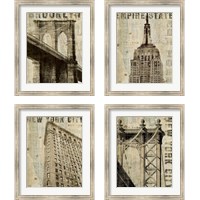 Framed Vintage NY 4 Piece Framed Art Print Set