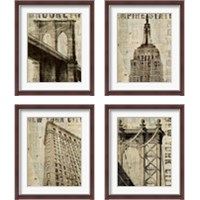 Framed Vintage NY 4 Piece Framed Art Print Set
