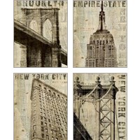 Framed Vintage NY 4 Piece Art Print Set