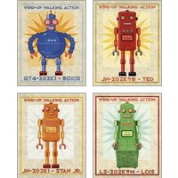 Framed 'Robot 4 Piece Art Print Set' border=