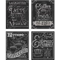 Framed 'Coffee Chalkboard 4 Piece Art Print Set' border=