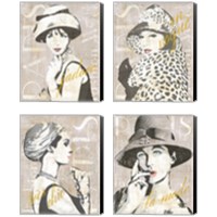 Framed Fashion Week Paris Halftone 4 Piece Canvas Print Set