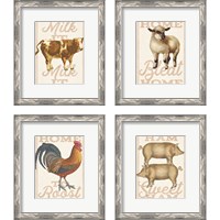 Framed 'Farm Animal 4 Piece Framed Art Print Set' border=