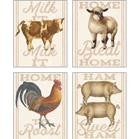 Framed 'Farm Animal 4 Piece Art Print Set' border=