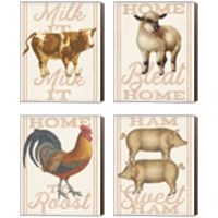 Framed 'Farm Animal 4 Piece Canvas Print Set' border=