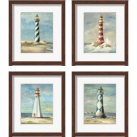 Framed 'Lighthouse 4 Piece Framed Art Print Set' border=