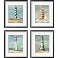 Framed 'Lighthouse 4 Piece Framed Art Print Set' border=