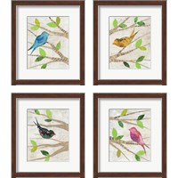 Framed 'Birds in Spring 4 Piece Framed Art Print Set' border=