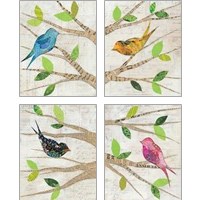 Framed Birds in Spring 4 Piece Art Print Set