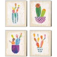 Framed 'Collage Cactus 4 Piece Canvas Print Set' border=