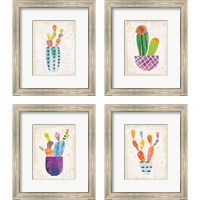 Framed 'Collage Cactus 4 Piece Framed Art Print Set' border=