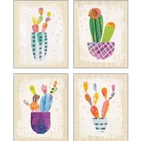 Framed 'Collage Cactus 4 Piece Art Print Set' border=