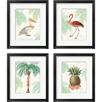 Framed 'Flamingo Tropicale 4 Piece Framed Art Print Set' border=