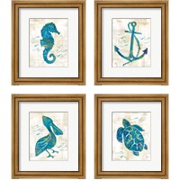 Framed 'On the Wave 4 Piece Framed Art Print Set' border=