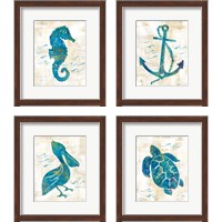 Framed 'On the Wave 4 Piece Framed Art Print Set' border=