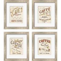 Framed 'Authentic Coffee 4 Piece Framed Art Print Set' border=