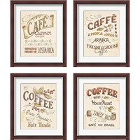 Framed 'Authentic Coffee 4 Piece Framed Art Print Set' border=