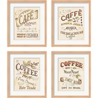 Framed 'Authentic Coffee 4 Piece Framed Art Print Set' border=