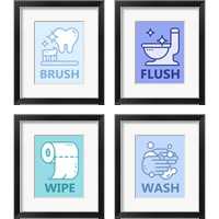 Framed 'Boy's Bathroom 4 Piece Framed Art Print Set' border=