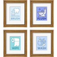 Framed 'Boy's Bathroom 4 Piece Framed Art Print Set' border=