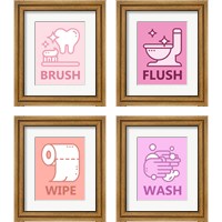 Framed 'Girl's Bathroom 4 Piece Framed Art Print Set' border=