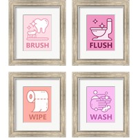 Framed Girl's Bathroom 4 Piece Framed Art Print Set