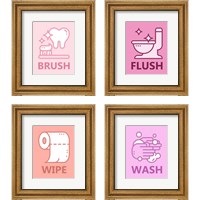 Framed 'Girl's Bathroom 4 Piece Framed Art Print Set' border=