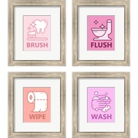 Framed 'Girl's Bathroom 4 Piece Framed Art Print Set' border=