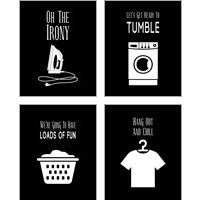 Framed Laundry - Black 4 Piece Art Print Set