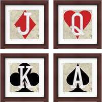 Framed 'Playing Cards Antique 4 Piece Framed Art Print Set' border=