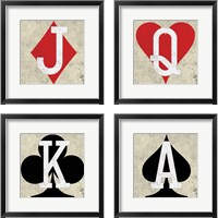 Framed Playing Cards Antique 4 Piece Framed Art Print Set