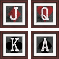 Framed 'Playing Cards Gray 4 Piece Framed Art Print Set' border=