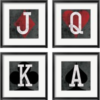 Framed 'Playing Cards Gray 4 Piece Framed Art Print Set' border=