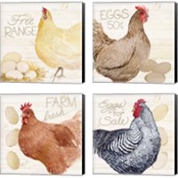 Framed Life on the Farm Chicken 4 Piece Canvas Print Set