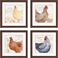 Framed 'Life on the Farm Chicken 4 Piece Framed Art Print Set' border=