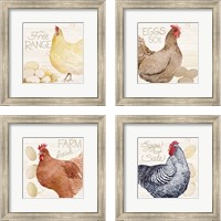 Framed 'Life on the Farm Chicken 4 Piece Framed Art Print Set' border=