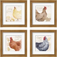Framed Life on the Farm Chicken 4 Piece Framed Art Print Set