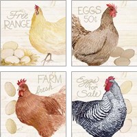 Framed Life on the Farm Chicken 4 Piece Art Print Set