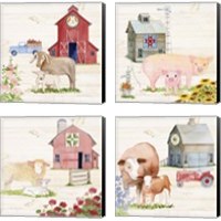 Framed 'Life on the Farm 4 Piece Canvas Print Set' border=
