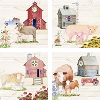 Framed 'Life on the Farm 4 Piece Art Print Set' border=