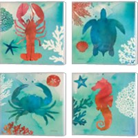 Framed 'Under the Sea 4 Piece Canvas Print Set' border=