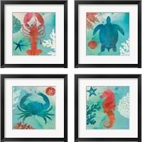 Framed 'Under the Sea 4 Piece Framed Art Print Set' border=