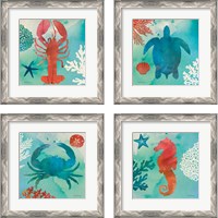 Framed 'Under the Sea 4 Piece Framed Art Print Set' border=