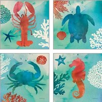 Framed 'Under the Sea 4 Piece Art Print Set' border=