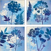 Framed 'Blue Sky Garden 4 Piece Art Print Set' border=