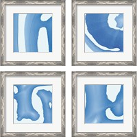 Framed 'Batik Blue 4 Piece Framed Art Print Set' border=