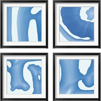 Framed 'Batik Blue 4 Piece Framed Art Print Set' border=